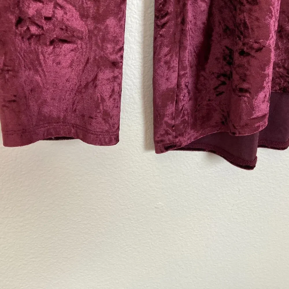 Great Northwest Indigo Women's Shirt Size 1X Burgundy Stretch Crushed Velvet